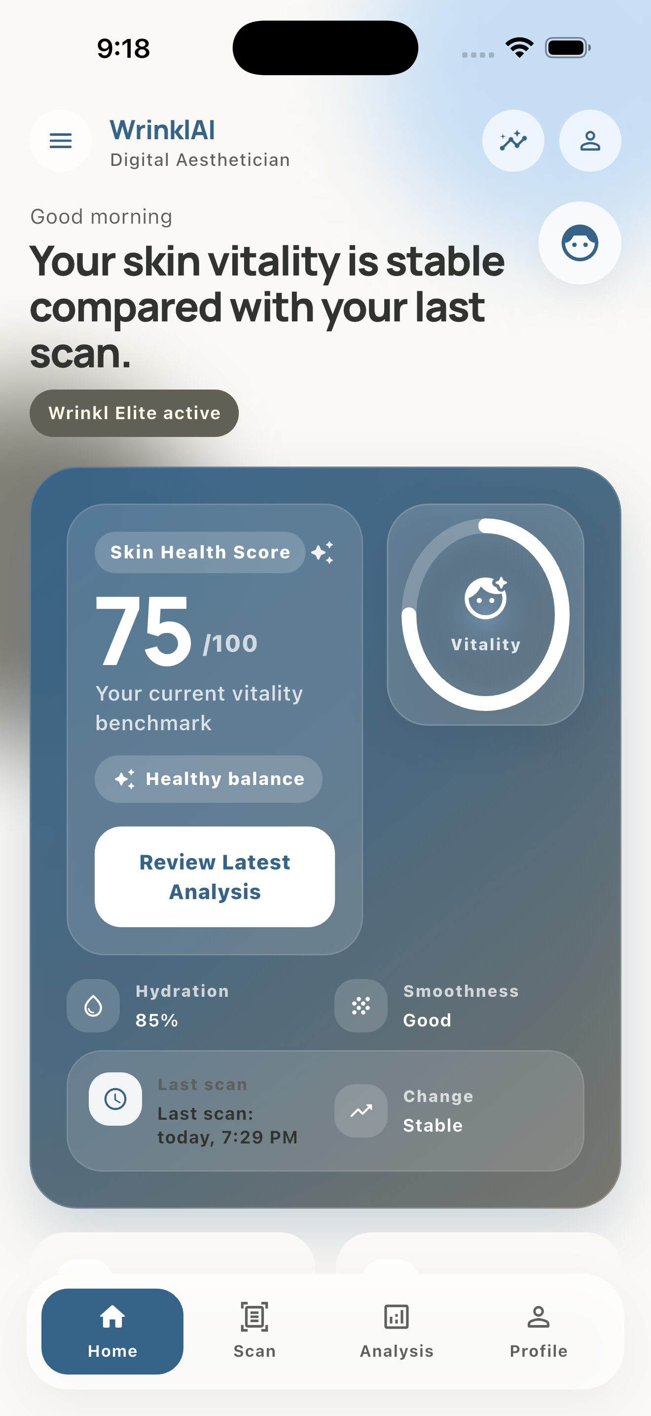 WrinklAI app home screen